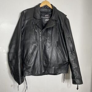 Mens vintage Raider Heavy Leather motorcycle jacket size 46 XL 1970's‎ authentic